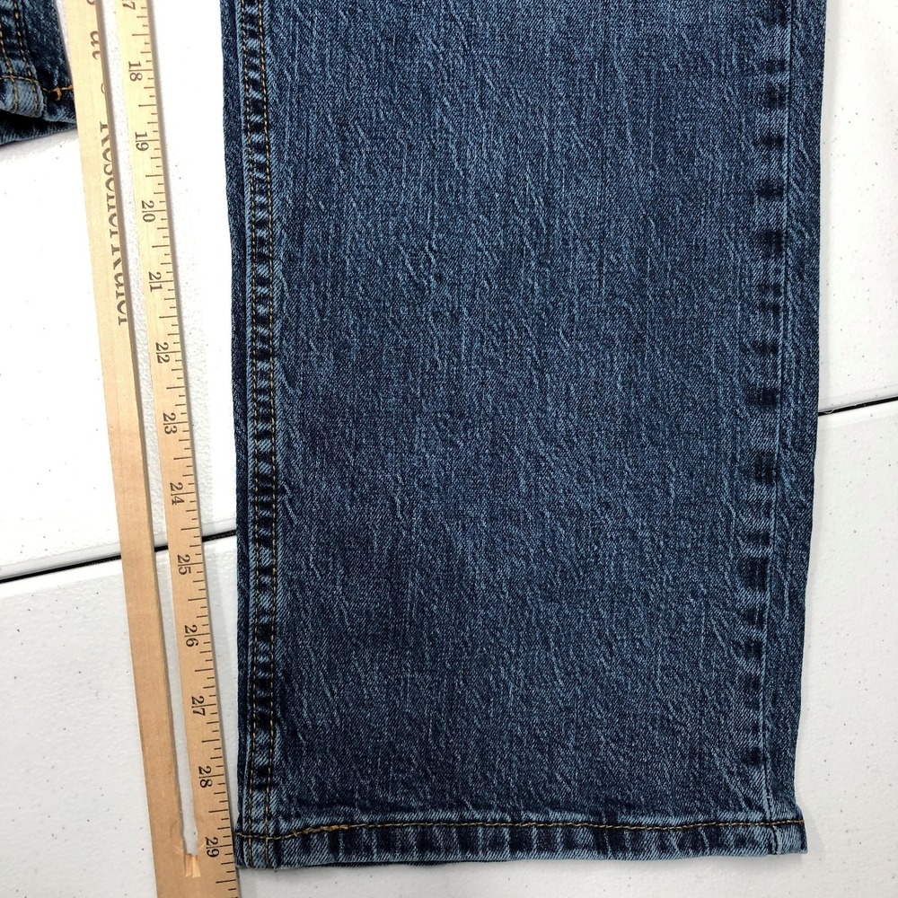 Levis 505 Jeans Mens 42x30 Blue Medium Wash Straight Leg Denim Stretch - Picture 10 of 13